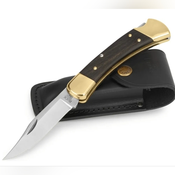 Buck 110 Folding "Hunter" Knife with Black Leather sheath. - Picture 1 of 11